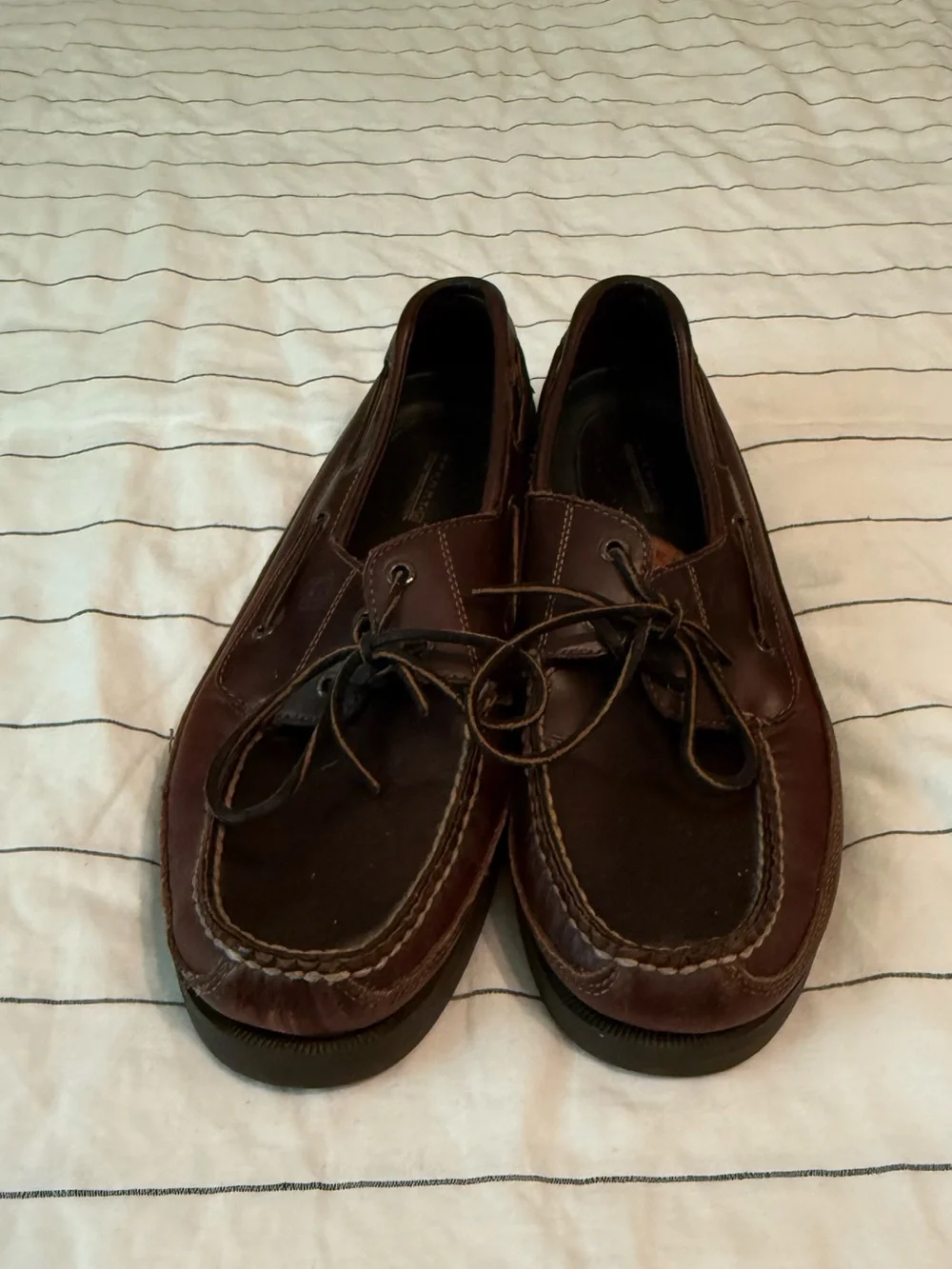 Sperry Dark Brown Leather Moc Toe Boat Shoes